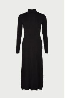 roll neck long sleeve midi dress