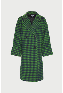 wool blend check oversized a line coat