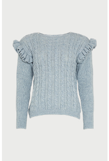 frill shoulder relaxed knit jumper
