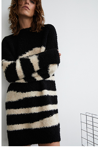 boucle stripe knit short dress