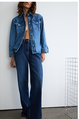 denim oversized pocket front shacket