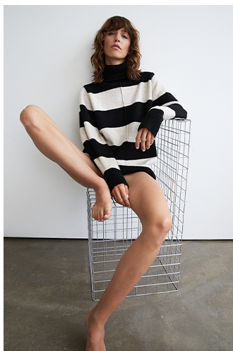 stripe cosy roll neck knit jumper