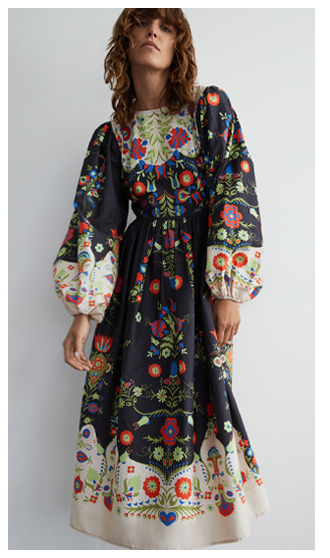 border paisley print cotton sateen midi dress