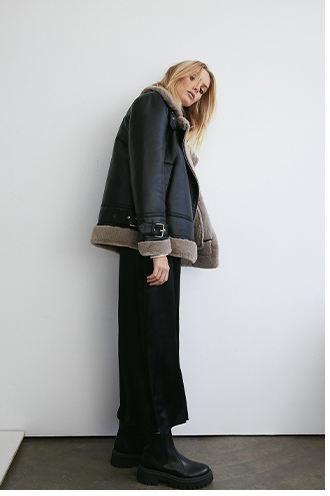faux shearling oversized biker