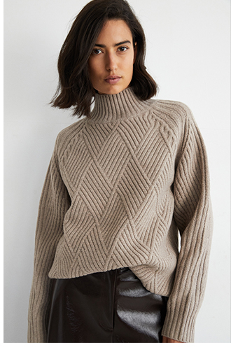 diamond stitch longline jumper
