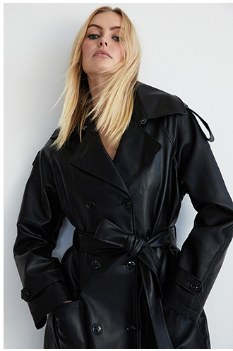 faux leather trench