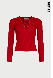 petite eyelet tie up knitted jumper