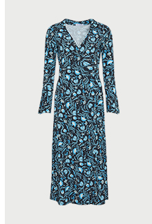 printed floral d ring wrap midi dress