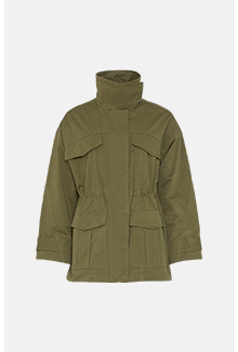 padded cotton funnel neck utility jacket