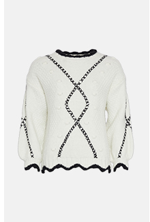embroidered bobble stitch knit jumper