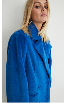 faux fur double breasted blazer
