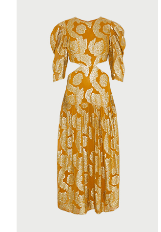 sparkle jacquard cut out detail midi dress