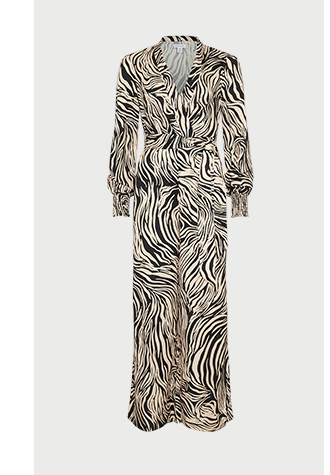 animal print wrap front wide leg jumpsuit