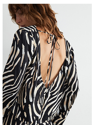 satin animal drap back top coord