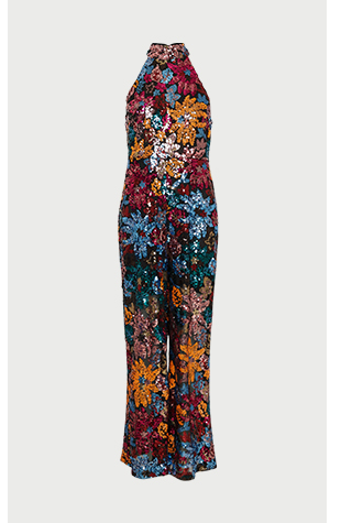 halter neck sequin jumpsuit