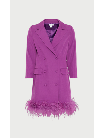 feather hem blazer dress