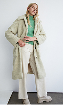 oversized button through teddy coat