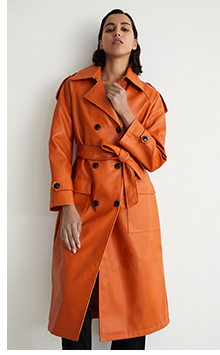 faux leather trench