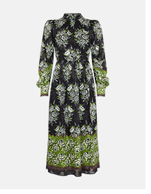border print chiffon jacquard midi dress