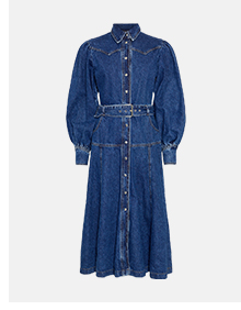 denim western style belted midi dress