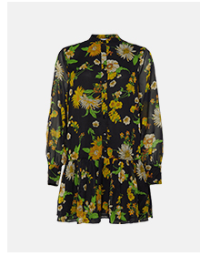 recycled polyester floral mini shirt dress