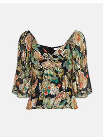 sparkle floral jacquard twist top