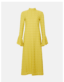 textured jersey flute sleeve funnel midi dress