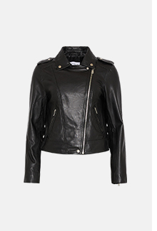real leather tab detail biker jacket