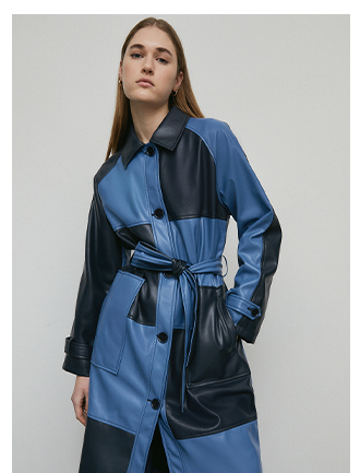 checkerboard faux leather car coat