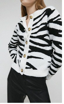 zebra jacquard knit cardigan