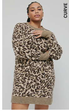curve classic animal knit jumper dress