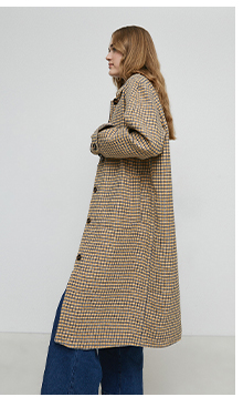 mini check wool car coat