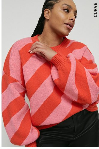 curve diagonal stripe knit jumper