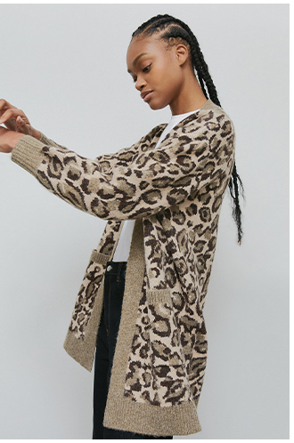 classic animal longline knit cardigan
