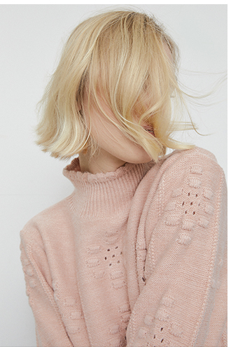 high neck bobble knit jumper