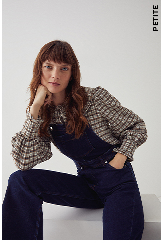 petite denim flare leg dungaree