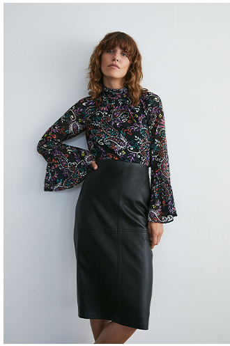 easy faux leather pencil skirt