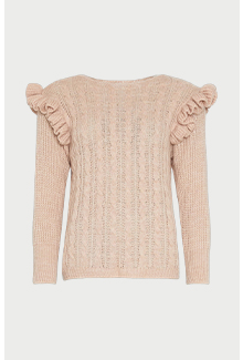 frill shoulder relaxed knit jumper