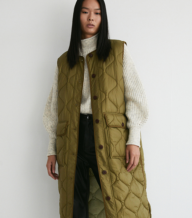 ultimate long line quilted liner vest