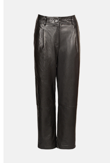 real leather pleat front peg trouser