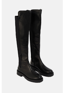 real leather flat knee high