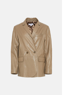 real leather double breasted relaxed blazer