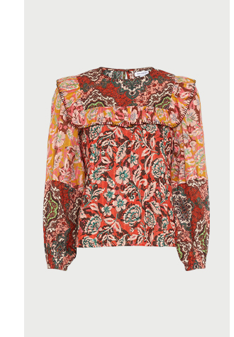 floral-print-mix-frill-yoke-blouse