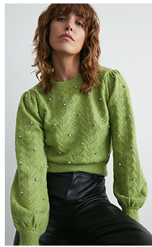 embellished pointelle knit jumper