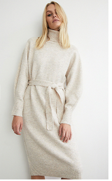 cosy roll neck seam detail midi dress