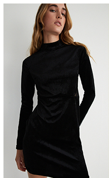 velvet lace mix funnel neck mini dress