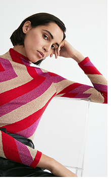 diagonal metallic stripe knit top
