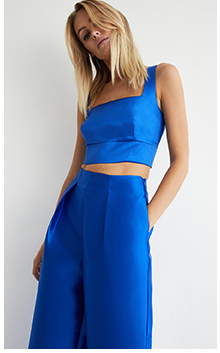 satin twill tailored crop top