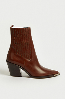 premium real leather toe cap western boot
