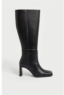 premium leather squared toe knee high boots